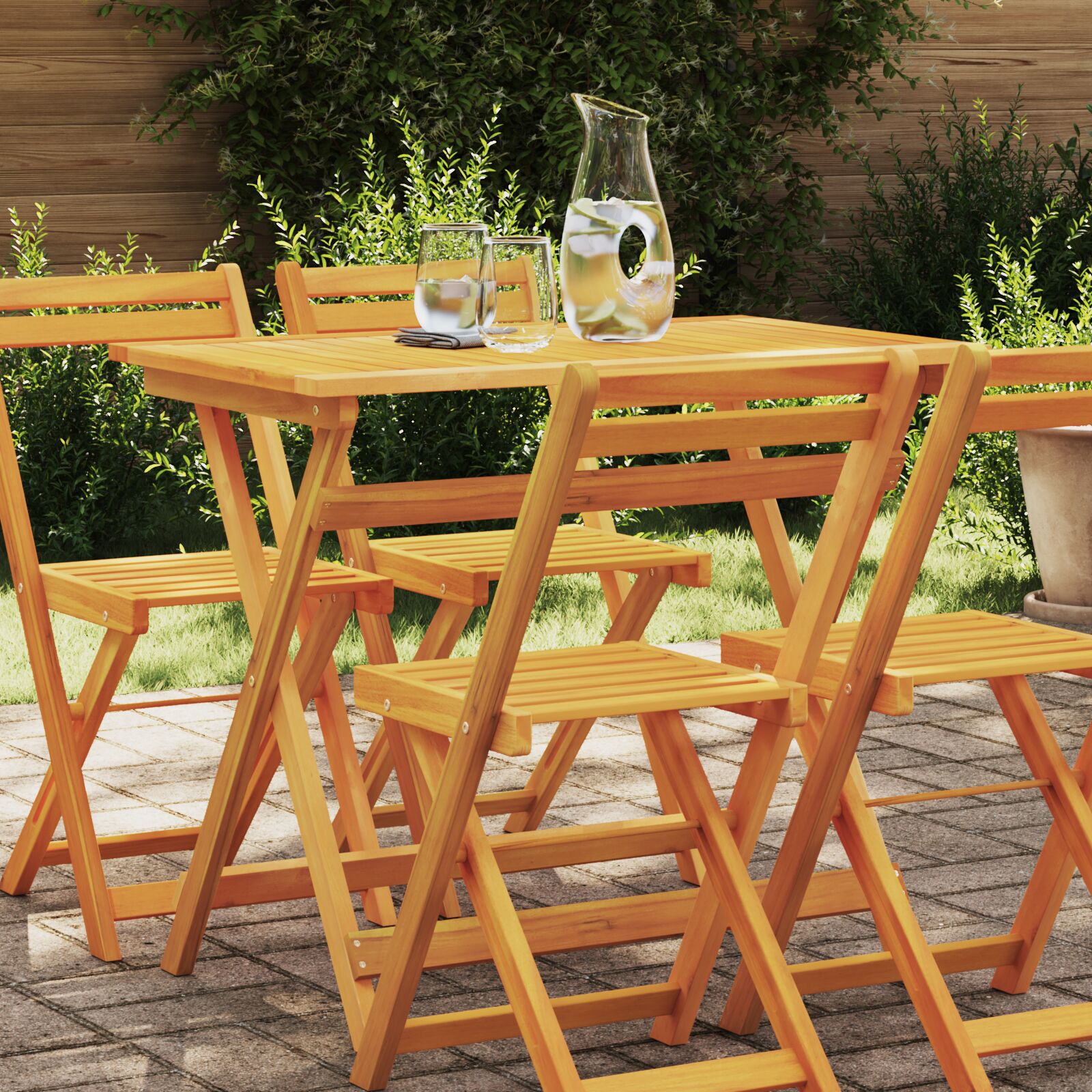 HKH Mesa de Jardim Dobrável Retangular 100x55x75 Cm Madeira Sólida de Acácia - Castanho