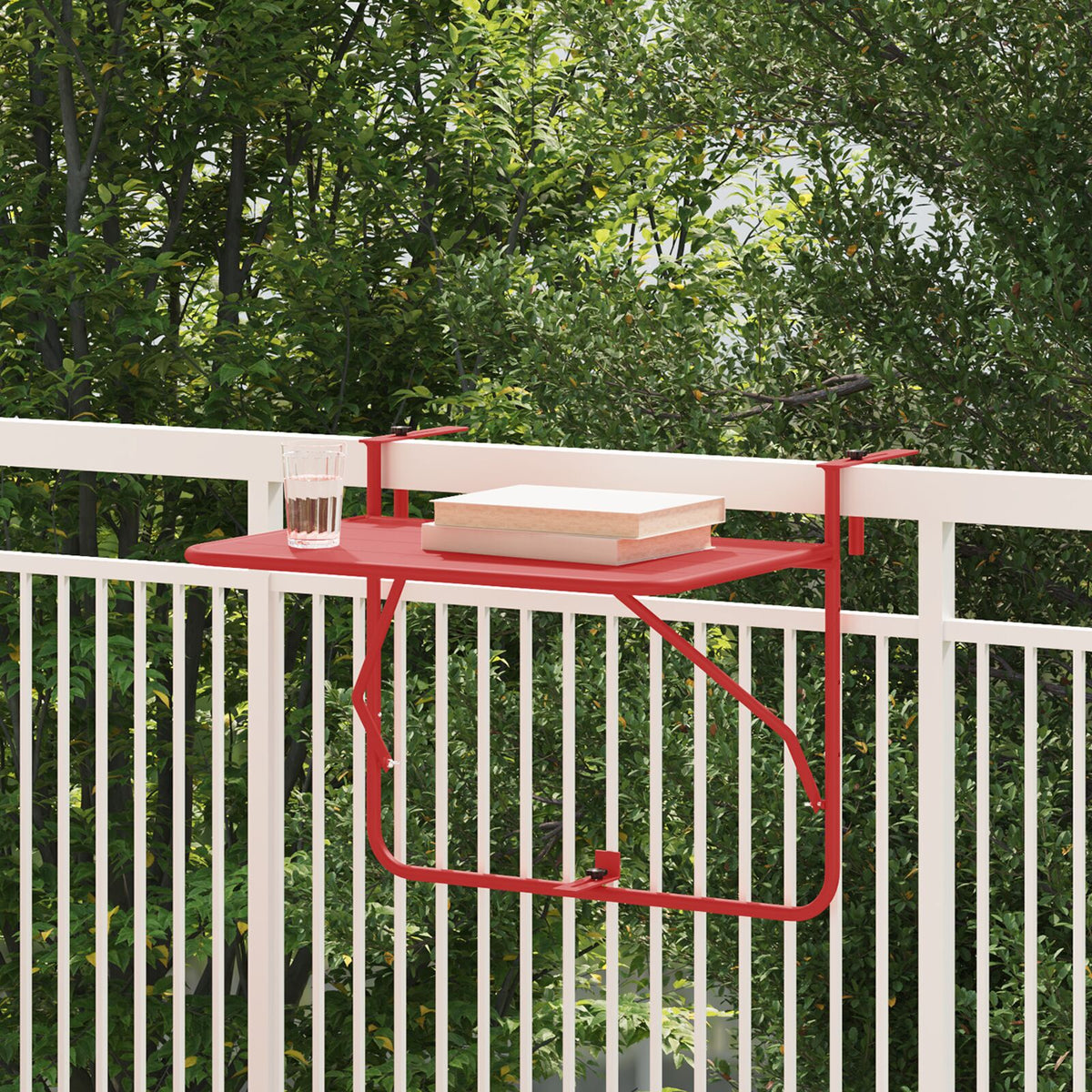 Mesa de Balcão Suspensa HKH Dobrável Vermelha Aço - Vermelho