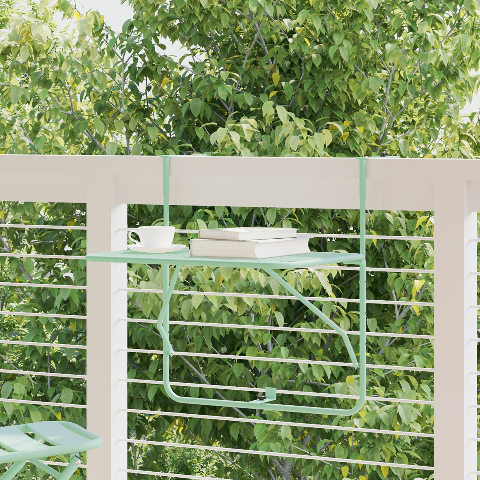 HKH Mesa Suspensa Dobrável para Varanda - Verde Menta, , Aço