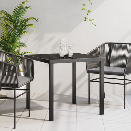 Mesa de jardín HKH Negra con Cristal Templado - Negro