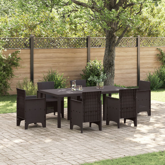Mesa de jardín HKH marrón de 200x100x73 cm de ratán sintético - Marrón