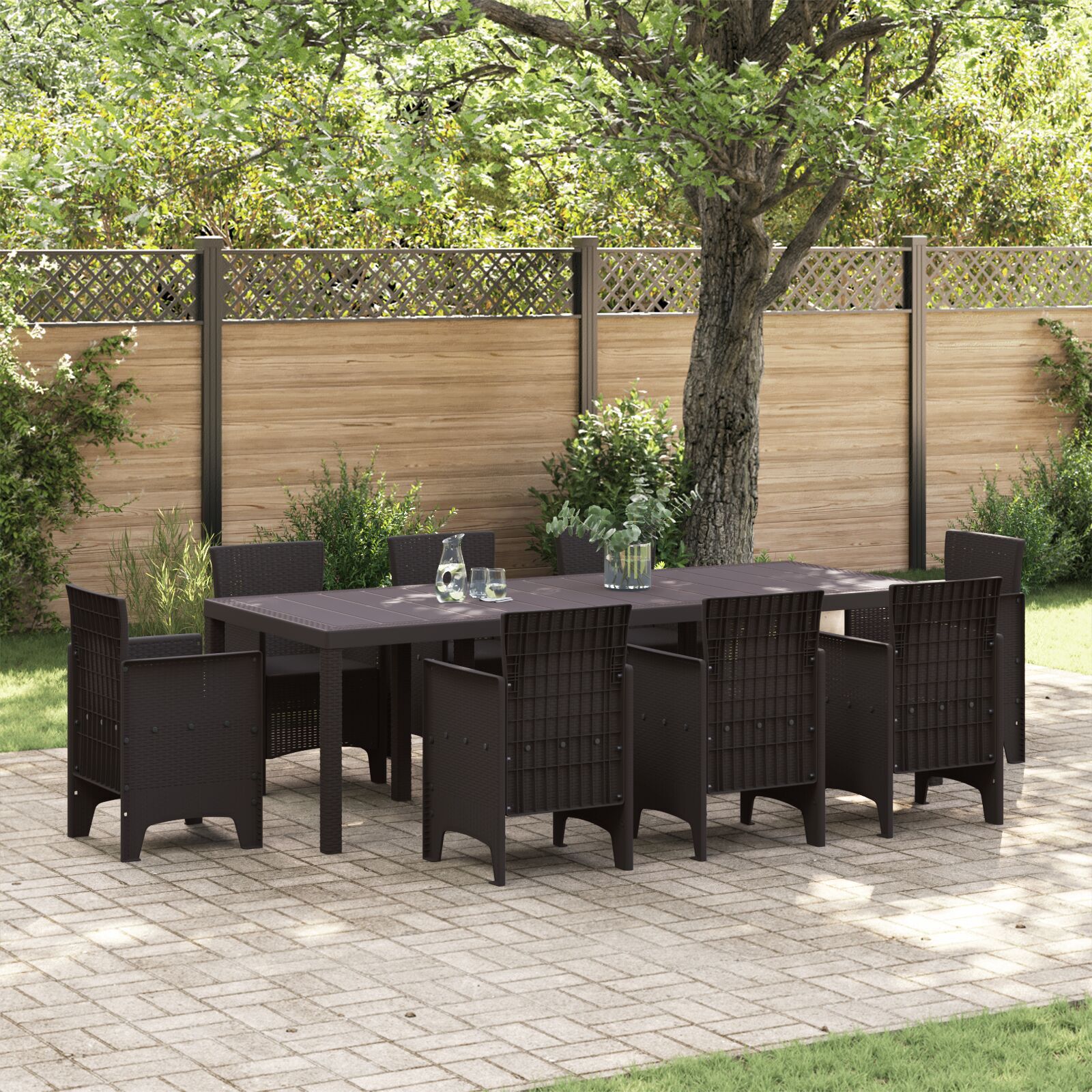 Mesa de Jardim HKH 250x100x73 Cm em Rattan Sintético - Castanho