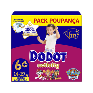 Dodot Activity Extra Fraldas T6 14-19 kg 117 un