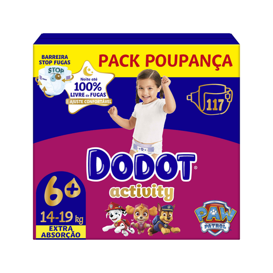 Dodot Activity Extra Fraldas T6 14-19 kg 117 un