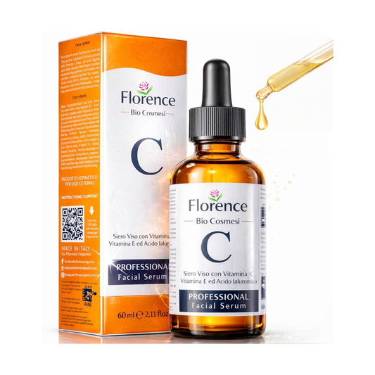 Florence Organics Sérum Facial Orgânico com Vitamina C e Ácido Hialurónico Puro 60ml