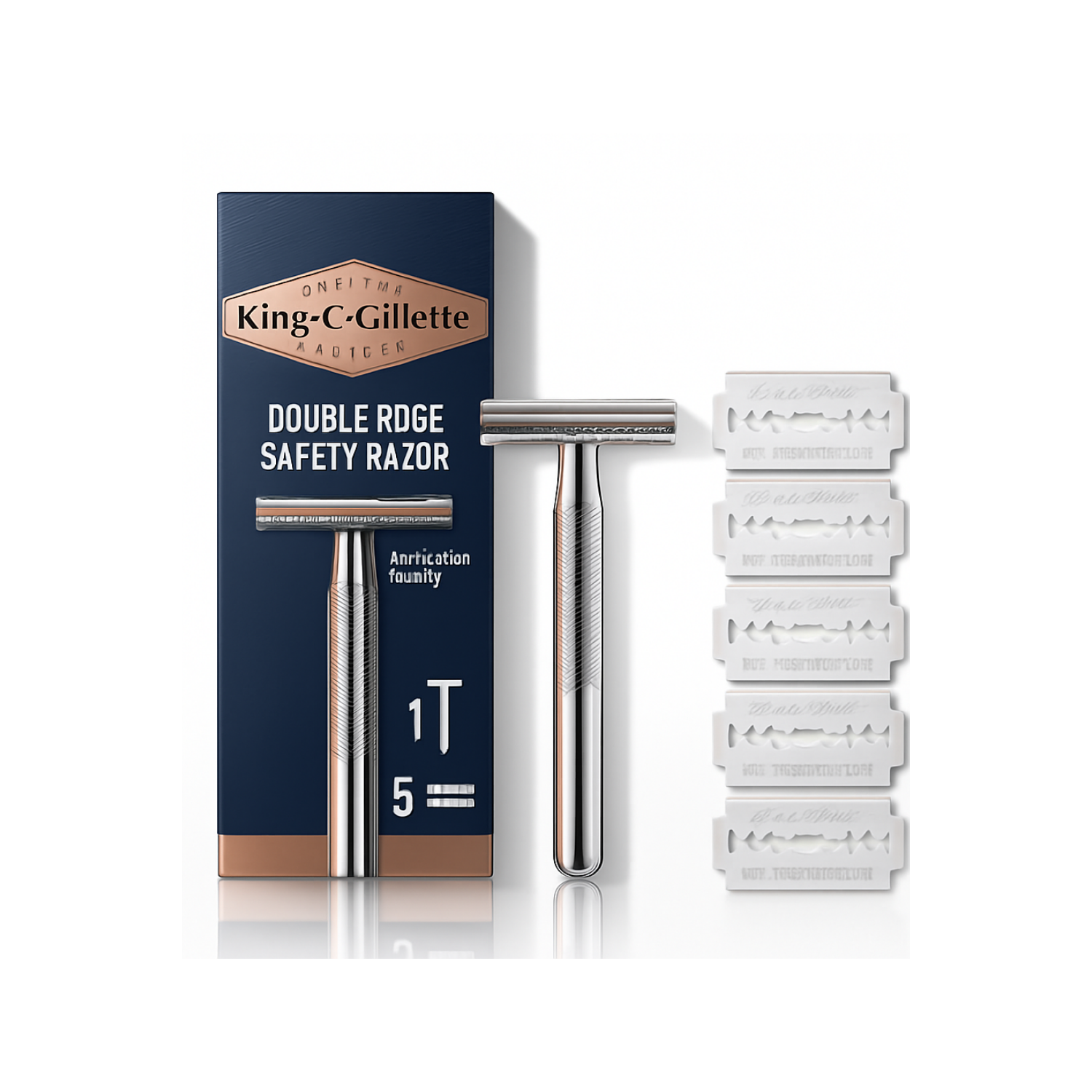 King C Gillette Máquina de Barbear Lâmina Dupla + 5 Recargas
