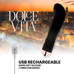 Dolce Vita Vibrador Recarregável Dois Preto 7 Velocidade