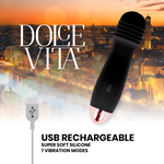 Dolce Vita Vibrador Recarregável Três Preto 7 Velocidade
