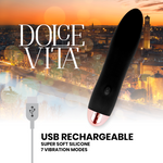 Dolce Vita Vibrador Recargable Cuatro Negro 7 Velocidades