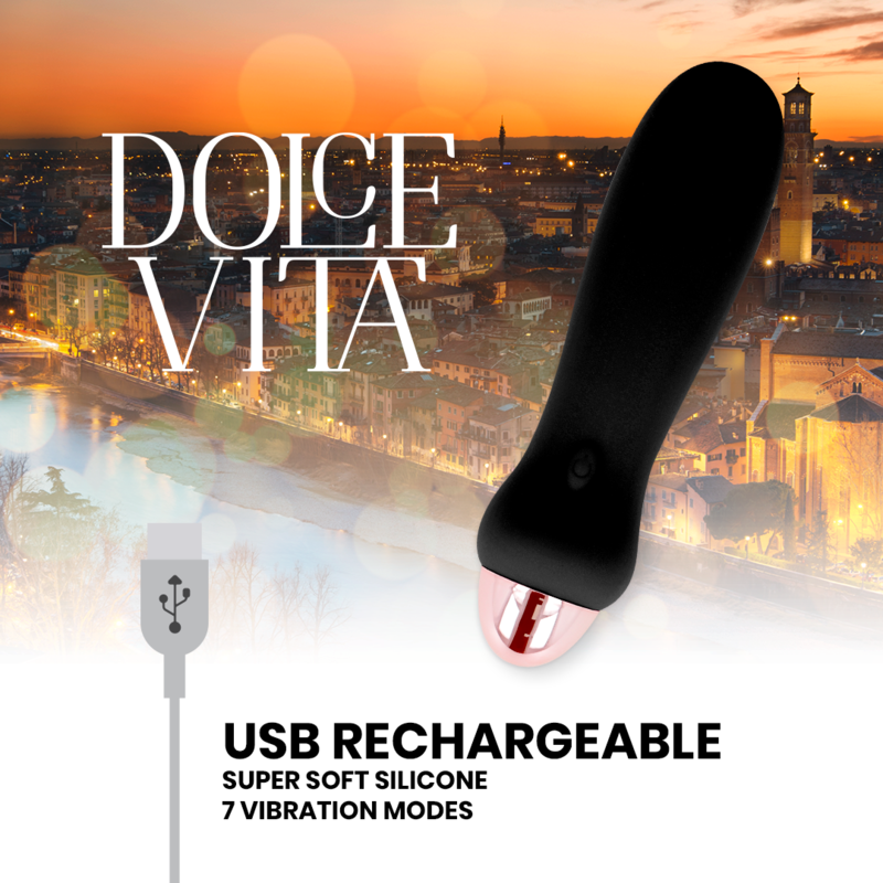 Vibrador Recargable Dolce Vita Cinco Negro 7 Velocidades