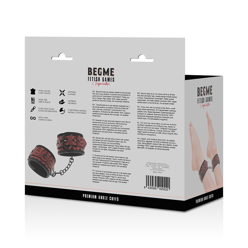 Begme - Punhos de Tornozelo Premium Red Edition com Forro de Neoprene