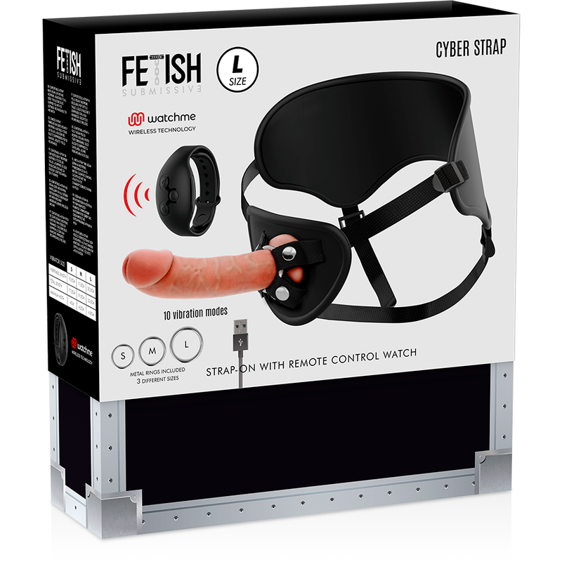 Fetiche Sumisa Ciber Arnés de Correa con Tecnología Dildo Watchme L de Control Remoto