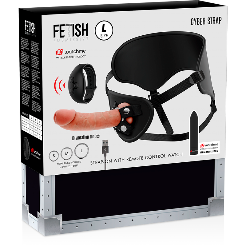 Fetish Submissive Cyber Strap Arnês Com Dildo e Bala Controle Remoto Tecnologia Watchme L