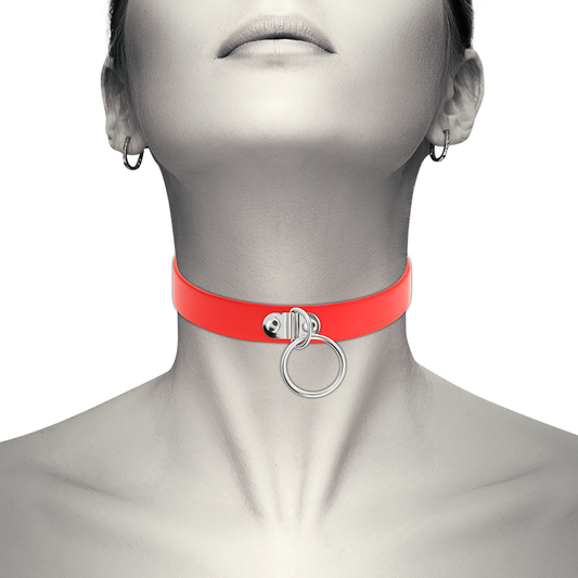 Coquette Chic Desire - Colar de Couro Vegano Vermelho Acessório Fetish Mulher