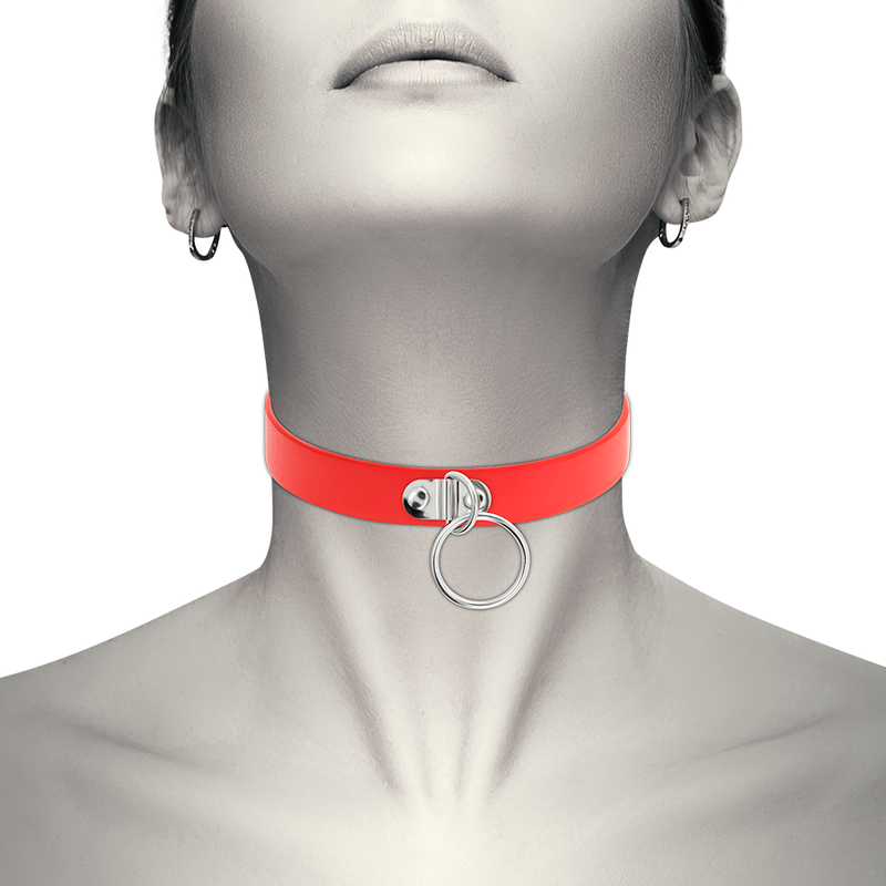Coquette Chic Desire - Colar de Couro Vegano Vermelho Acessório Fetish Mulher
