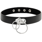 Coquette Chic Desire - Gargantilha de Couro Vegano de Anel Duplo