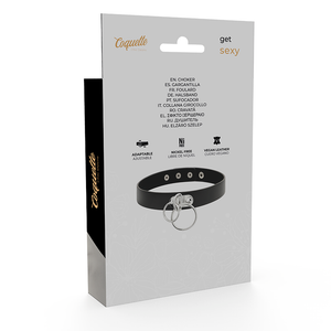 Coquette Chic Desire - Gargantilha de Couro Vegano de Anel Duplo