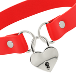 Coquette Chic Desire - Colar de Couro Vegano Vermelho com Acessório de Coração com Chave