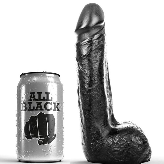 All Black Dildo Realista Preto Suave 20 Cm