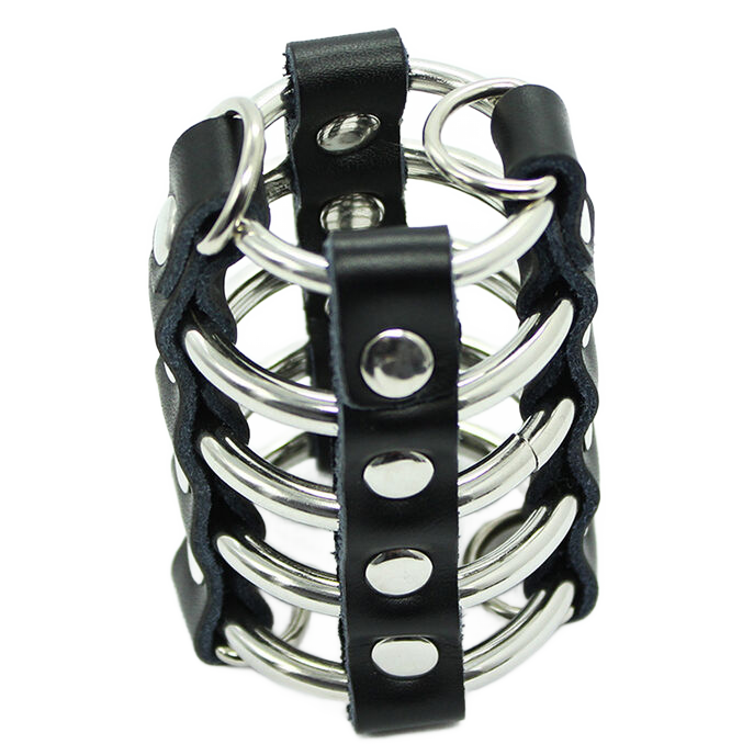 Ohmama Fetish - Gaiola Para Pénis Com Anéis de Metal e Alas de Couro