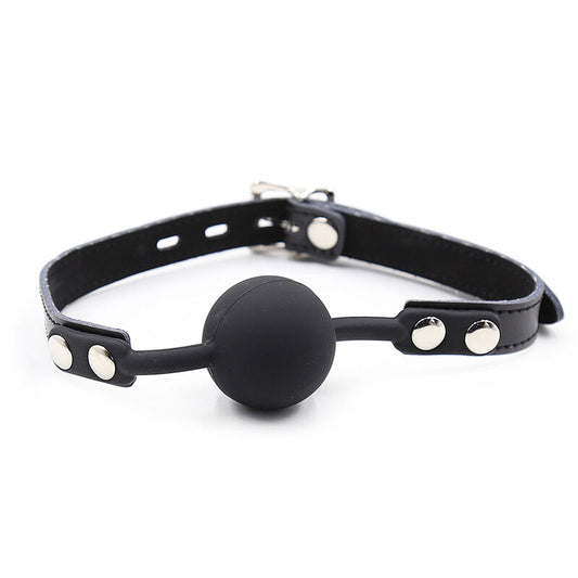 Ohmama Fetish - Gag de Bola de Silicone Com Cinto de Couro (Cadeado Incluído)
