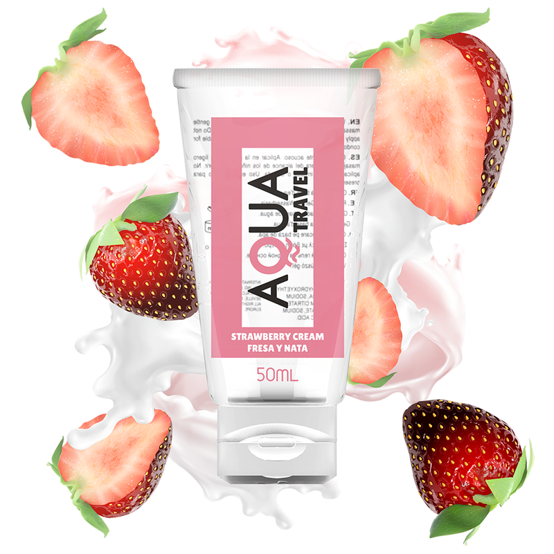 Aqua Travel - Lubricante a Base de Agua de Crema de Fresa - 50 ml