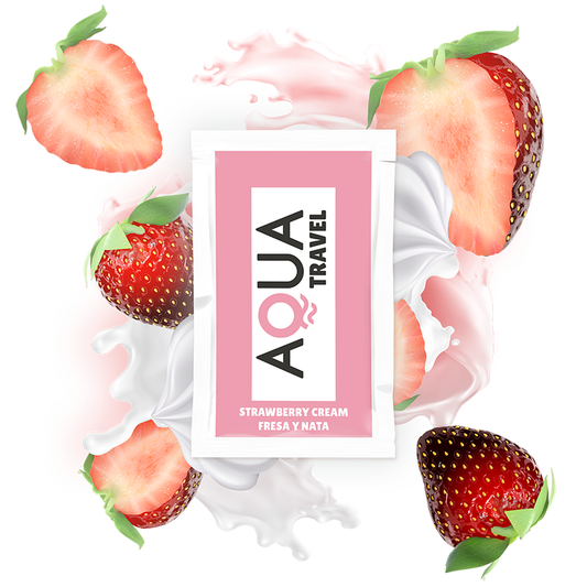 Aqua Travel - Lubrificante à Base de Água Sabor Creme de Morango 6 ml