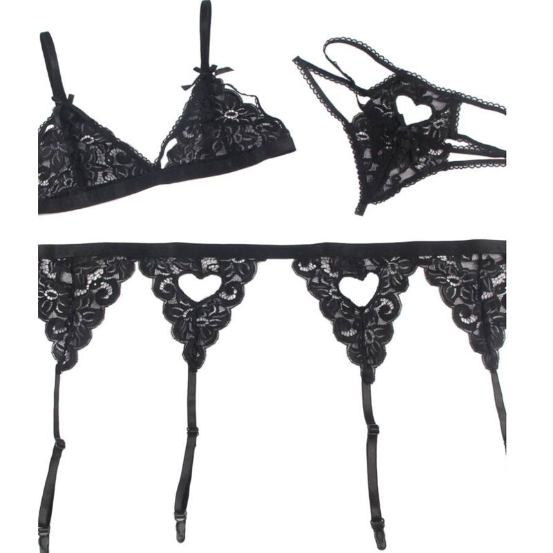 Subblime Set Conjunto Tres Piezas Sujetador + Ligueros + Bragas L/xl