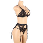 Subblime Set Conjunto Tres Piezas Sujetador + Ligueros + Bragas L/xl