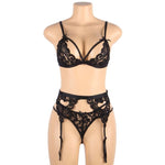 Subblime Set Conjunto Tres Piezas Sujetador + Ligueros + Bragas L/xl