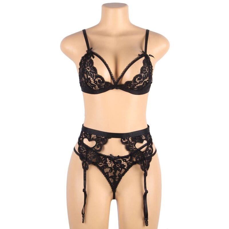 Subblime Set Conjunto Tres Piezas Sujetador + Ligueros + Bragas L/xl
