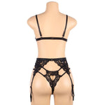 Subblime Set Conjunto Tres Piezas Sujetador + Ligueros + Bragas L/xl
