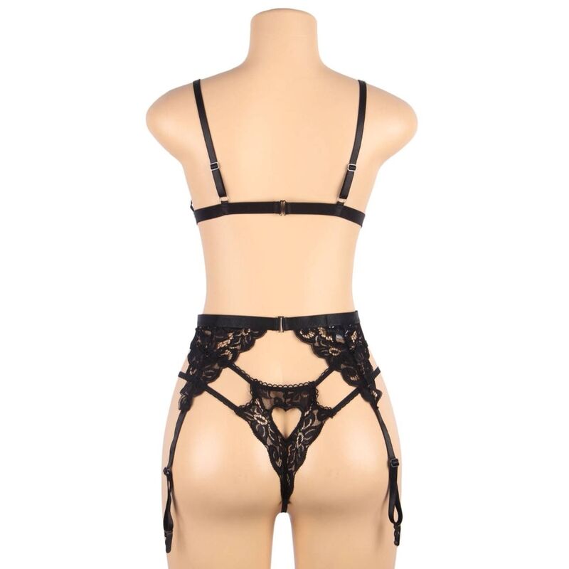 Subblime Set Conjunto Tres Piezas Sujetador + Ligueros + Bragas L/xl