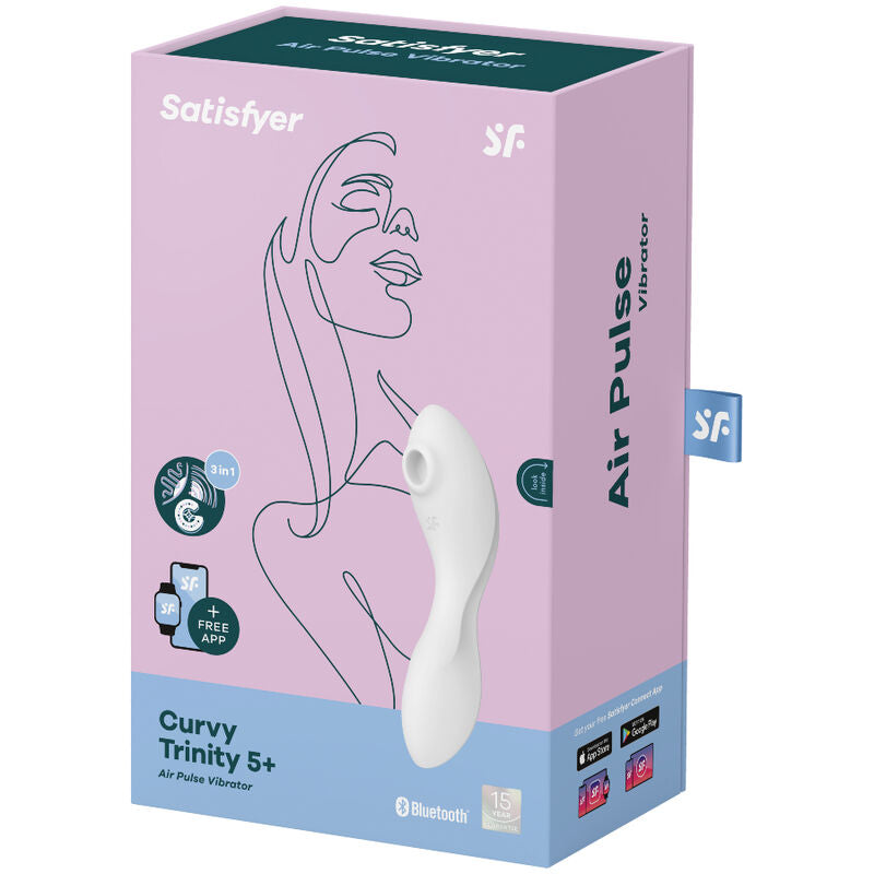 Satisfyer Curvy Trinity 5 Estimulador de Pulso de Ar e Aplicativo Vibrador Branco