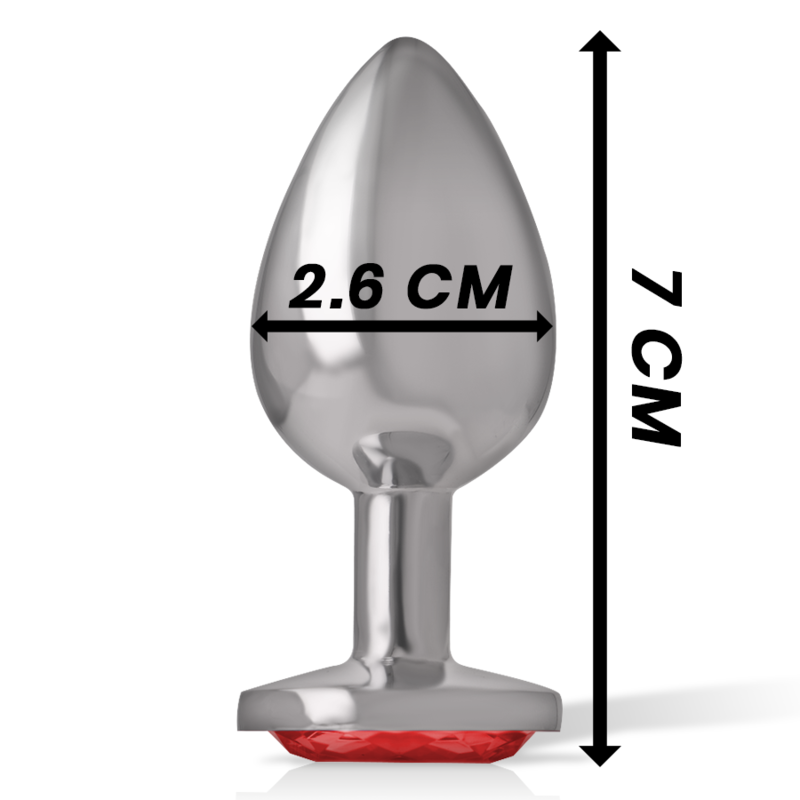 Intense - Plug Anal de Metal de Alumínio com Cristal Vermelho Tamanho S