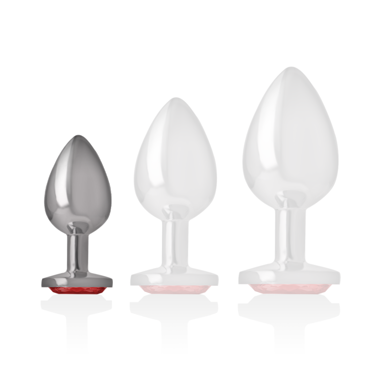 Intense - Plug Anal de Metal de Alumínio com Cristal Vermelho Tamanho S