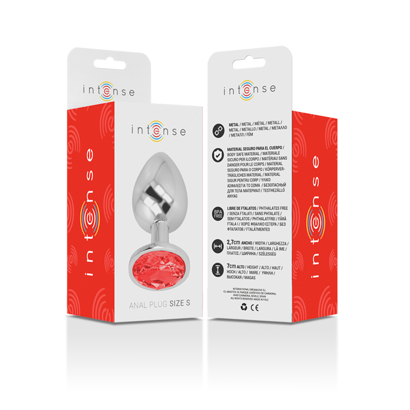 Intense - Plug Anal de Metal de Alumínio com Cristal Vermelho Tamanho S