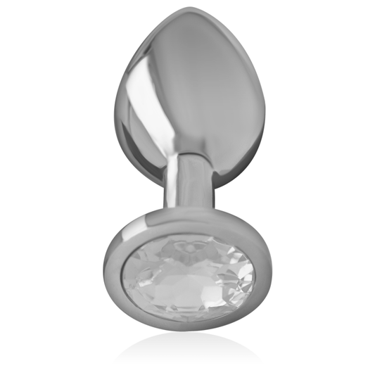 Intense - Plug Anal de Metal de Alumínio com Cristal Prata Tamanho S