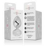 Intense - Plug Anal de Metal de Aluminio con Cristal Plateado Talla L