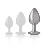 Intense - Plug Anal de Metal de Aluminio con Cristal Plateado Talla L