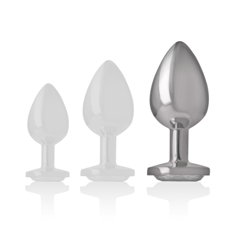 Intense - Plug Anal de Metal de Aluminio con Cristal Plateado Talla L