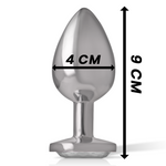 Intense - Plug Anal de Metal de Aluminio con Cristal Plateado Talla L