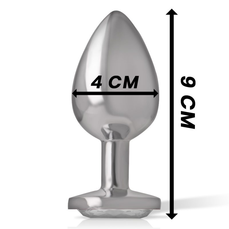Intense - Plug Anal de Metal de Aluminio con Cristal Plateado Talla L
