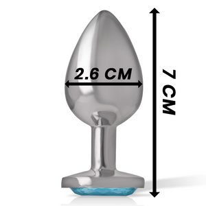 Intense - Plug Anal de Metal de Alumínio com Cristal Azul Tamanho S