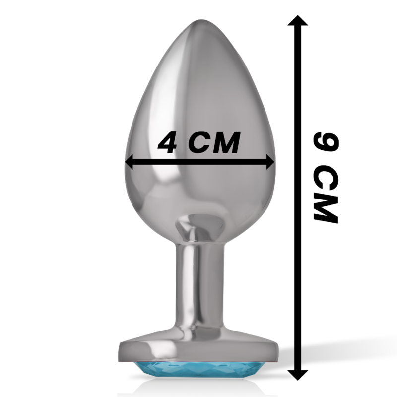 Intense - Plug Anal de Metal de Alumínio com Cristal Azul Tamanho L