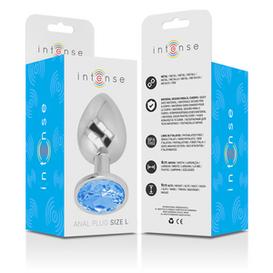 Intense - Plug Anal de Metal de Alumínio com Cristal Azul Tamanho L