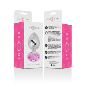 Intense - Plug Anal de Metal de Alumínio com Cristal Rosa Tamanho S