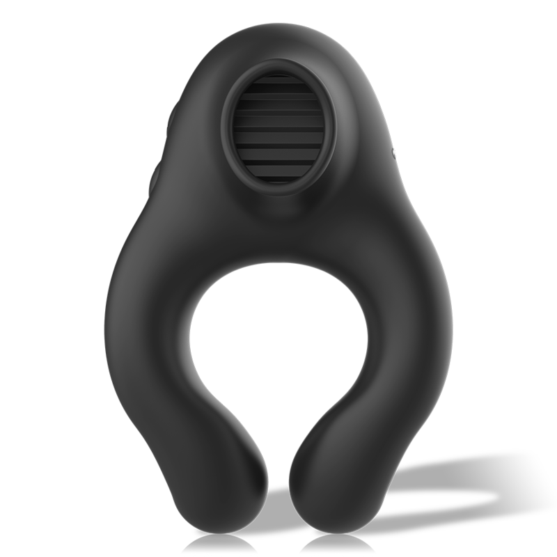 Black&Silver - Anillo Vibrador de Silicona 3 Motores Recargables Negro