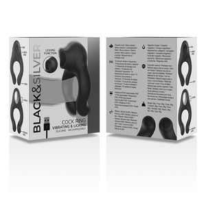 Black&Silver - Anel Vibrador de Silicone 3 Motores Recarregáveis Preto