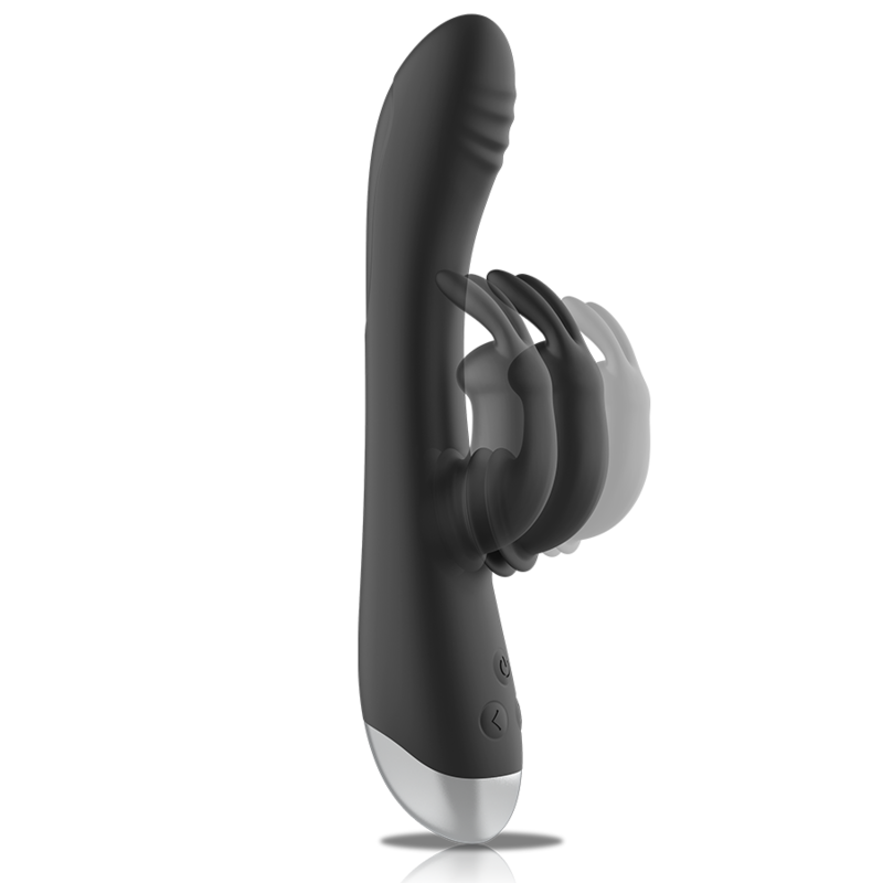 Black&Silver - Dj. Estimulador de Coelho de Silicone Recarregável Adam Preto